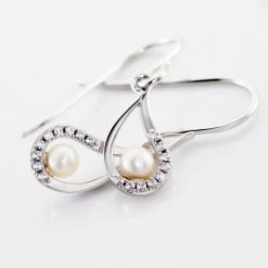 Histoire D'Or Boucles D'oreilles Pendantes Akiko Argent Perle De Culture Et Oxyde -Colliers Fantaisie Soldes FAOFBX2154 view2