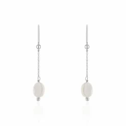 Histoire D'Or Boucles D'oreilles Pendantes Sirene Argent Blanc Nacre