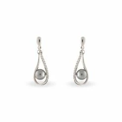 Histoire D'Or Boucles D'oreilles Pendantes Alexya Argent Perle D'imitation Et Oxyde