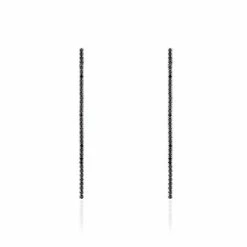 Histoire D'Or Boucles D'oreilles Pendantes Lou-anne Argent Blanc Oxyde Noir