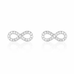 Histoire D'Or Boucles D'oreilles Puces Lou Argent Blanc Oxyde De Zirconium