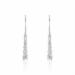 Histoire D'Or Boucles D'oreilles Pendantes Francilia Argent Blanc Oxyde De Zirconium