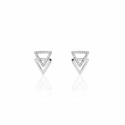 Histoire D'Or Boucles D'oreilles Puces Glorya Argent Blanc Oxyde De Zirconium