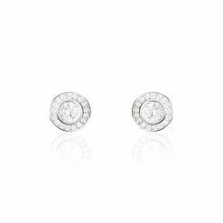 Histoire D'Or Boucles D'oreilles Puces Marquise Argent Blanc Oxyde De Zirconium