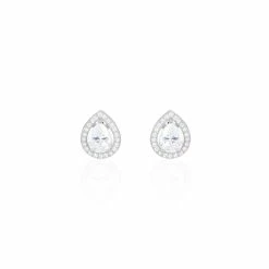 Histoire D'Or Boucles D'oreilles Puces Pilar Argent Blanc Oxyde De Zirconium