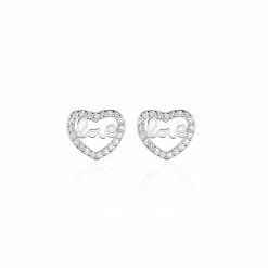 Histoire D'Or Boucles D'oreilles Puces Delicata Argent Blanc Oxyde De Zirconium