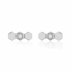 Histoire D'Or Boucles D'oreilles Puces Onaissa Argent Blanc Oxyde De Zirconium