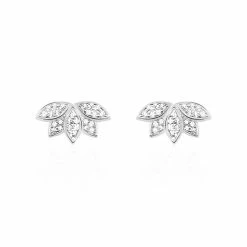 Histoire D'Or Boucles D'oreilles Puces Dinia Argent Blanc Oxyde De Zirconium