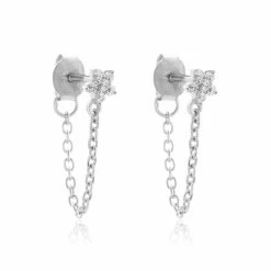 Histoire D'Or Boucles D'oreilles Pendantes Argent Blanc Tamako Oxydes De Zirconium