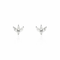 Histoire D'Or Boucles D'oreilles Puces Argent Blanc Ursinin Oxydes De Zirconium