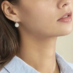 Histoire D'Or Boucles D'oreilles Pendantes Olivia Argent Rose Perle Culture Oxyde -Colliers Fantaisie Soldes FAOFRU2002 model0