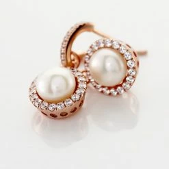 Histoire D'Or Boucles D'oreilles Pendantes Olivia Argent Rose Perle Culture Oxyde -Colliers Fantaisie Soldes FAOFRU2002 view2