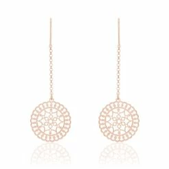 Histoire D'Or Boucles D'oreilles Pendantes Rotonda Argent Rose