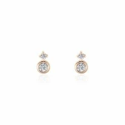 Histoire D'Or Boucles D'oreilles Puces Argent Rose Dorete Oxydes De Zirconium