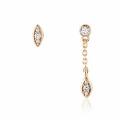 Histoire D'Or Boucles D'oreilles Dépareillées Argent Rose Braiden Oxyde De Zirconium