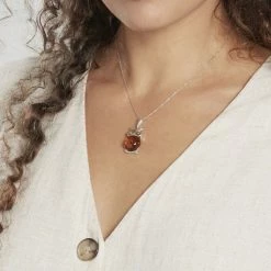 Histoire D'Or Pendentif Argent Blanc Benoite Ambre -Colliers Fantaisie Soldes FAPFBIY152 model1