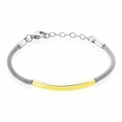 Histoire D'Or Bracelet Aedan Maille Popcorn Acier Bicolore