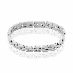 Histoire D'Or Bracelet Yoela Maille Grain De Riz Acier Blanc