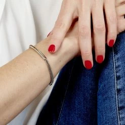 Histoire D'Or Bracelet Aedan Maille Popcorn Acier Blanc -Colliers Fantaisie Soldes FIBFBW0372 model1