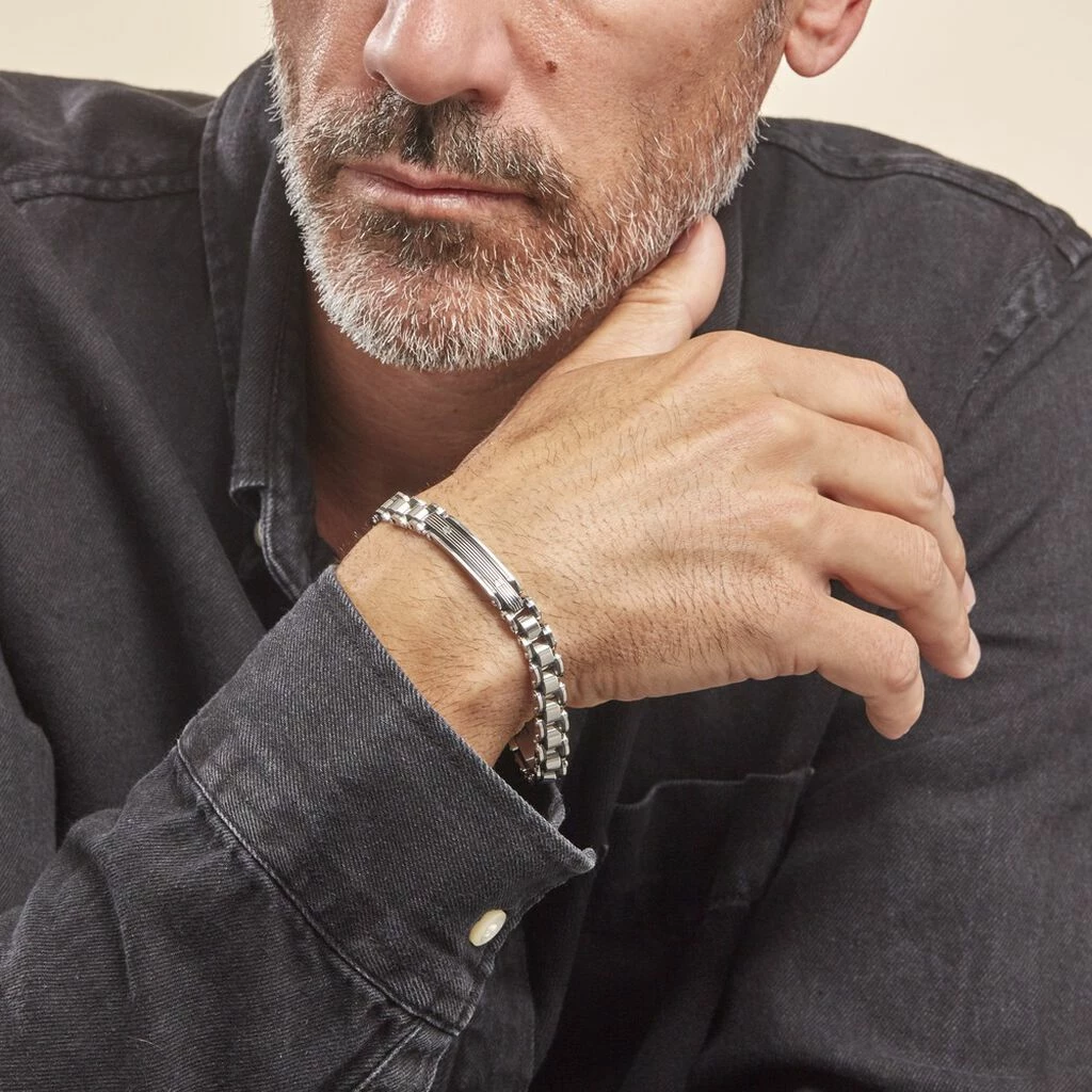 Histoire D'Or Bracelet Identite Acier Blanc Et Noir Blas 4 Histoire D'Or Bracelet Identite Acier Blanc Et Noir Blas â Image 4