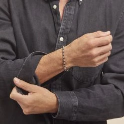 Histoire D'Or Bracelet Acier Blanc Et Rose Et Ceramique Noire Baudouin -Colliers Fantaisie Soldes FIBH2W0198 model1