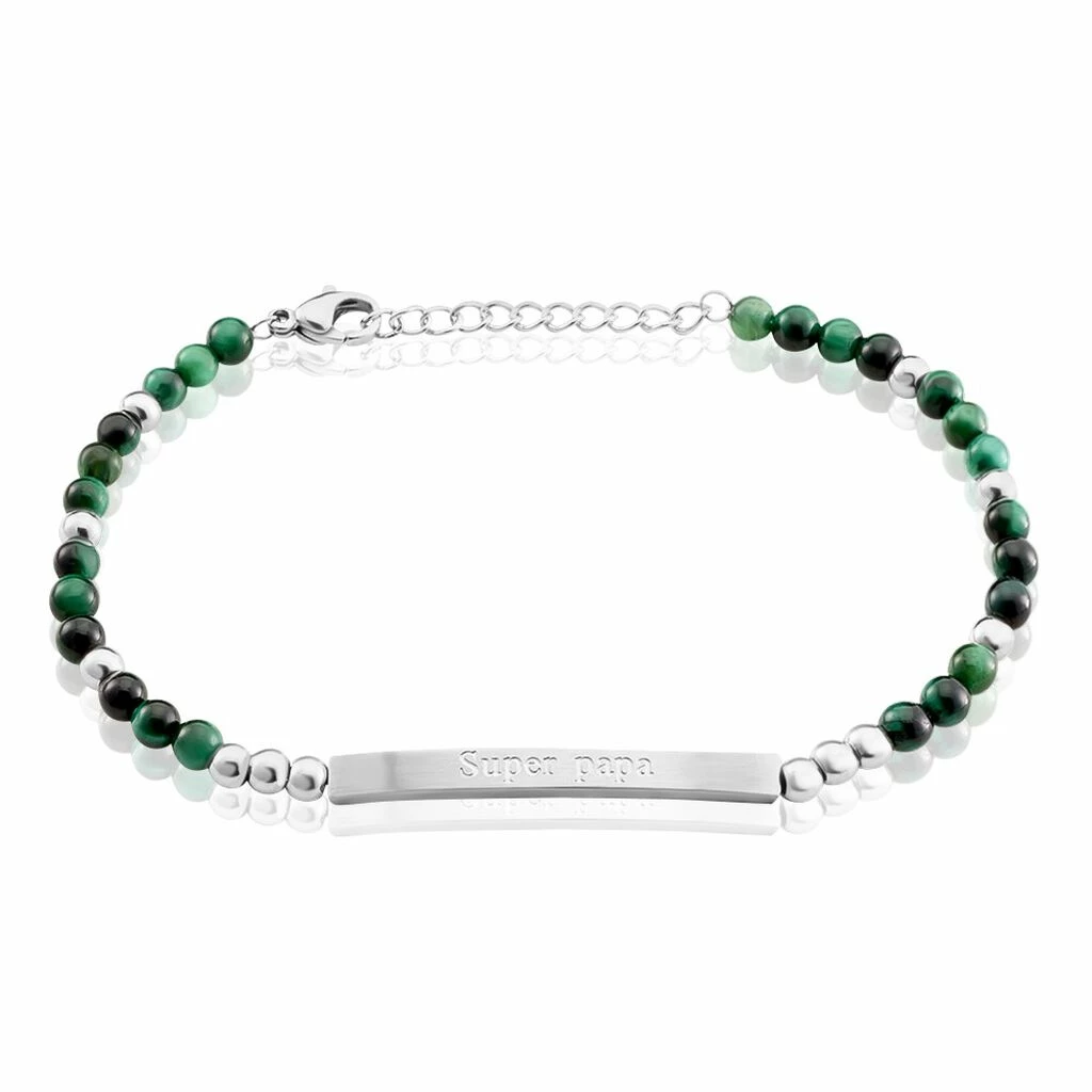 Histoire D'Or Bracelet Identité Acier Blanc Boules Sebastino Agate 1 Histoire D'Or Bracelet Identité Acier Blanc Boules Sebastino Agate