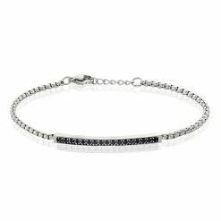 Histoire D'Or Bracelet Identité Acier Blanc Ghislain Cristaux