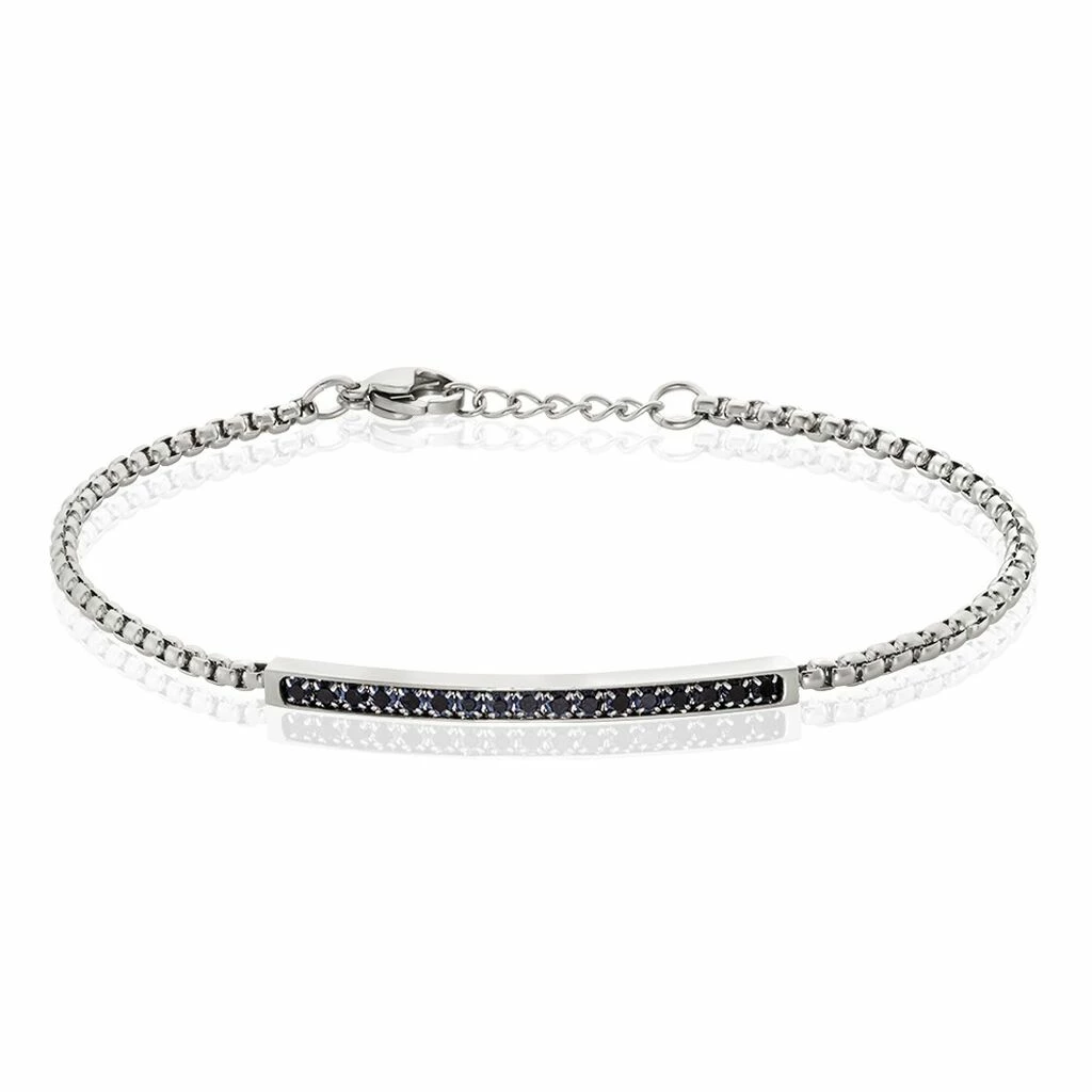 Histoire D'Or Bracelet Identité Acier Blanc Ghislain Cristaux 1 Histoire D'Or Bracelet Identité Acier Blanc Ghislain Cristaux