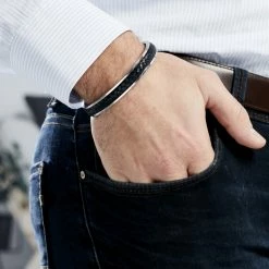 Histoire D'Or Bracelet Jonc Ahmet Acier Blanc -Colliers Fantaisie Soldes FIBHBW003W model0