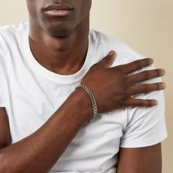 Histoire D'Or Bracelet Noah Maille Gourmette Acier Blanc -Colliers Fantaisie Soldes FIBHBW0461 model0