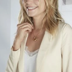 Histoire D'Or Collier Creolia Acier Jaune -Colliers Fantaisie Soldes FICFJW0034 model0