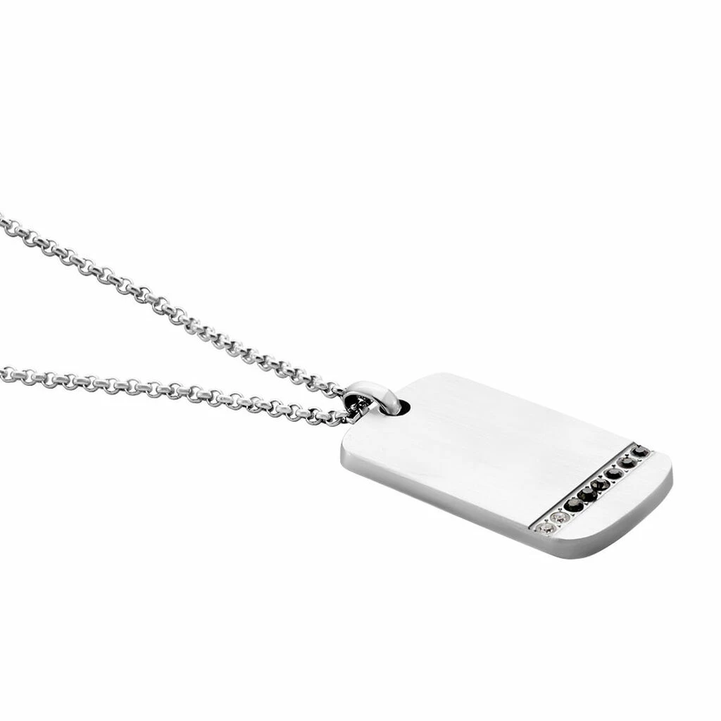 Histoire D'Or Collier Acier Blanc Ghislain Cristaux 2 Histoire D'Or Collier Acier Blanc Ghislain Cristaux – Image 2