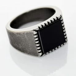 Histoire D'Or Bague Chevalière Acier Vieillit Haris Agate -Colliers Fantaisie Soldes FIDHGFN003 view3