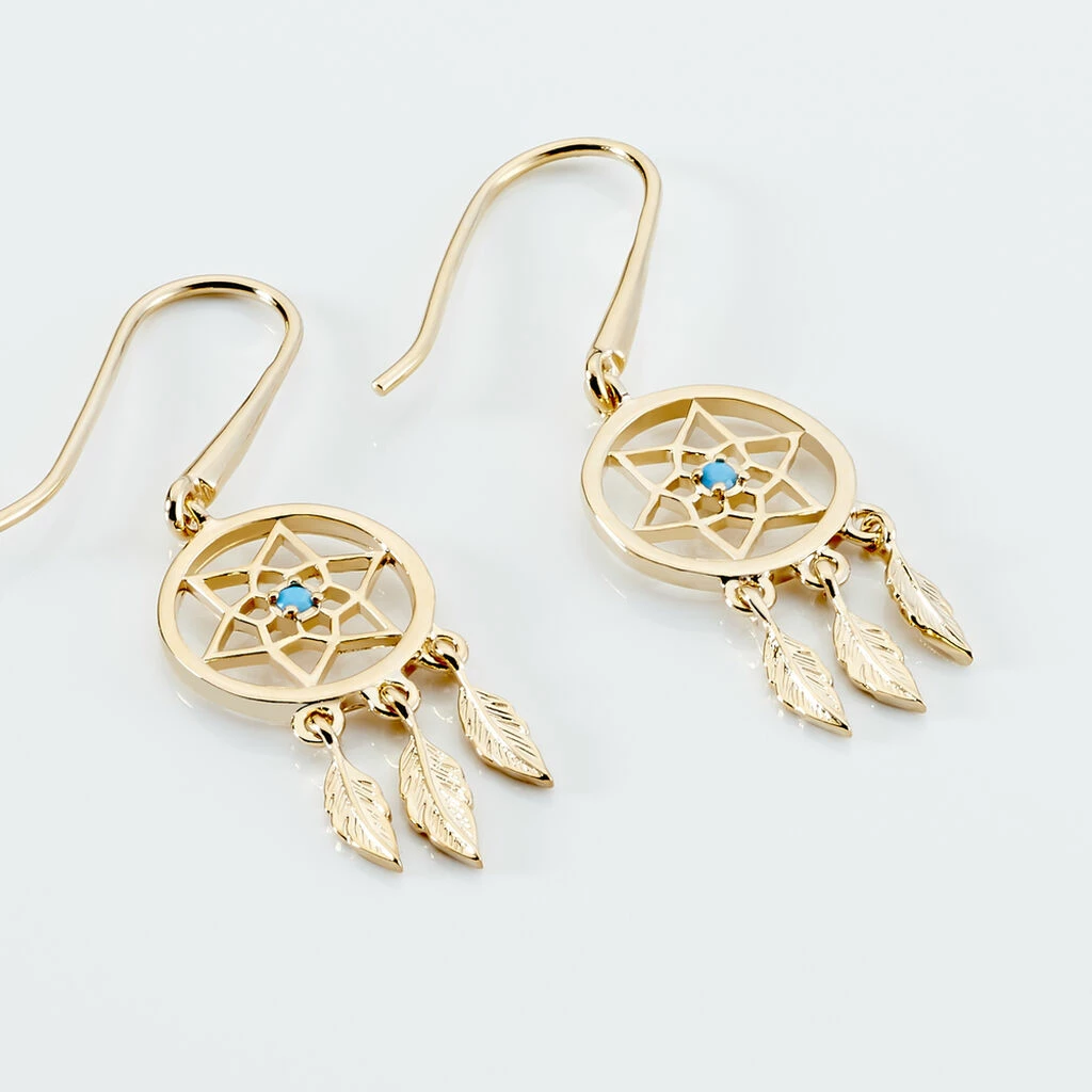 Histoire D'Or Boucles D'oreilles Pendantes Attrape Reves Plaque Or Pierre 3 Histoire D'Or Boucles D'oreilles Pendantes Attrape Reves Plaque Or Pierre – Image 3