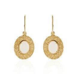 Histoire D'Or Boucles D'oreilles Pendantes Linna Plaqué Or Jaune Pierre De Lune