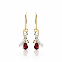 Histoire D'Or Boucles D'oreilles Pendantes Dyanah Plaque Or Jaune Oxyde De Zirconium