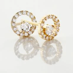 Histoire D'Or Boucles D'oreilles Puces Lila Plaqué Or Jaune Oxyde De Zirconium -Colliers Fantaisie Soldes FQOFJZW365 view2