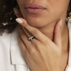 Histoire D'Or Bague Barette Bicolore Ceramique Argent Blanc Oxyde De Zirconium -Colliers Fantaisie Soldes MADFBXD009 model1