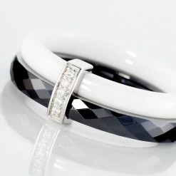 Histoire D'Or Bague Barette Bicolore Ceramique Argent Blanc Oxyde De Zirconium -Colliers Fantaisie Soldes MADFBXD009 view3