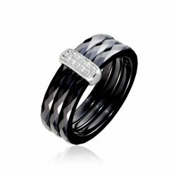 Histoire D'Or Bague Ceramik Design Argent Blanc Oxyde De Zirconium Et Céramique