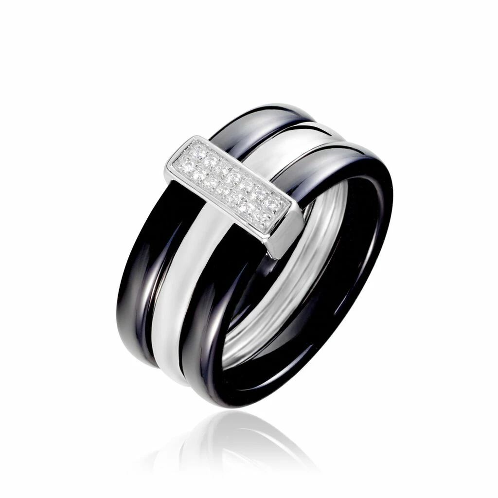 Histoire D'Or Bague Ceramik Design Argent Blanc Céramique Et Oxyde De Zirconium 1 Histoire D'Or Bague Ceramik Design Argent Blanc Céramique Et Oxyde De Zirconium