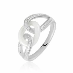 Histoire D'Or Bague Link Argent Blanc Céramique Et Oxyde De Zirconium
