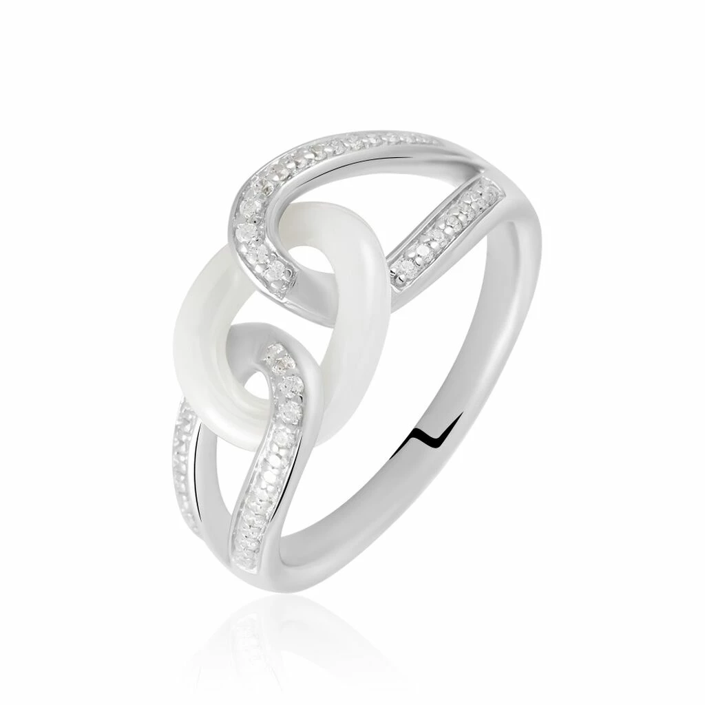Histoire D'Or Bague Link Argent Blanc Céramique Et Oxyde De Zirconium 1 Histoire D'Or Bague Link Argent Blanc Céramique Et Oxyde De Zirconium
