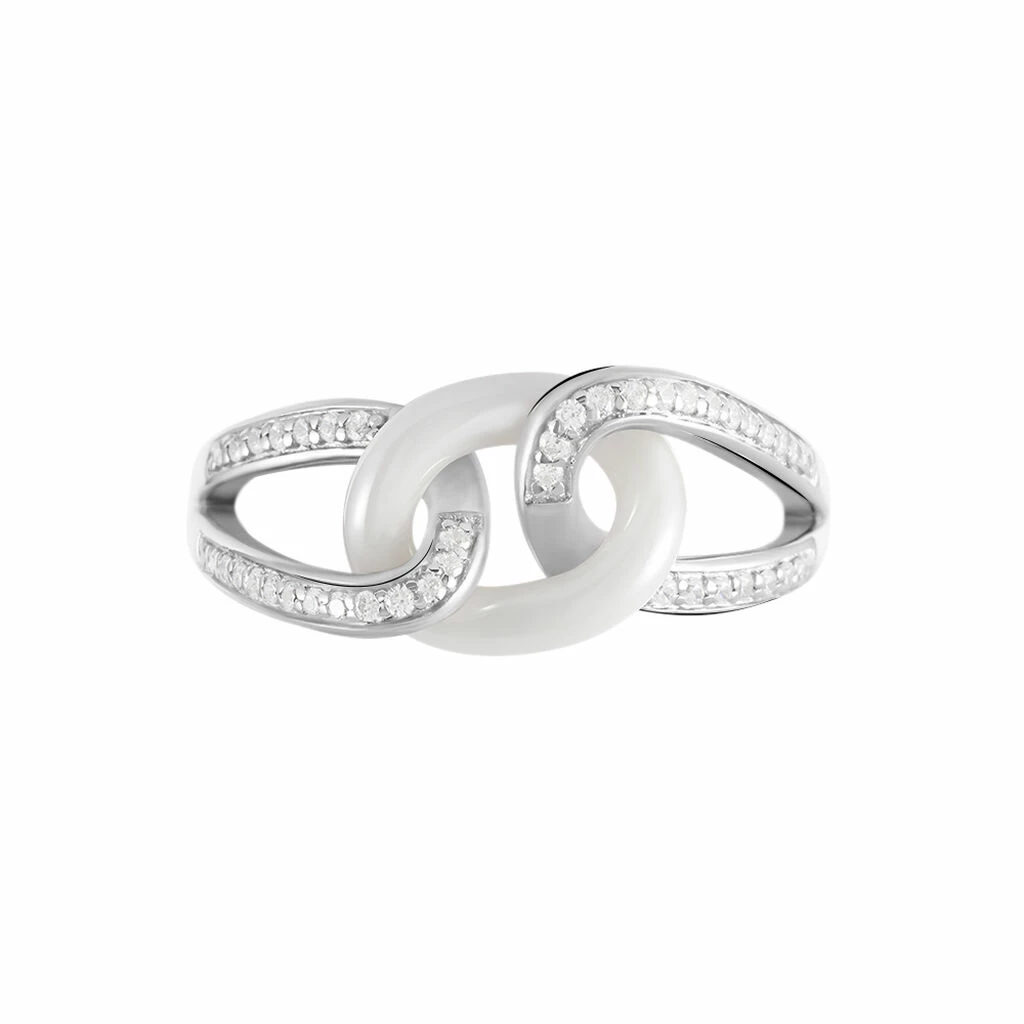 Histoire D'Or Bague Link Argent Blanc Céramique Et Oxyde De Zirconium 2 Histoire D'Or Bague Link Argent Blanc Céramique Et Oxyde De Zirconium – Image 2