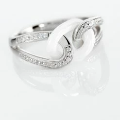 Histoire D'Or Bague Link Argent Blanc Céramique Et Oxyde De Zirconium 9 Histoire D'Or Bague Link Argent Blanc Céramique Et Oxyde De Zirconium -Colliers Fantaisie Soldes MADFBXW139 view3