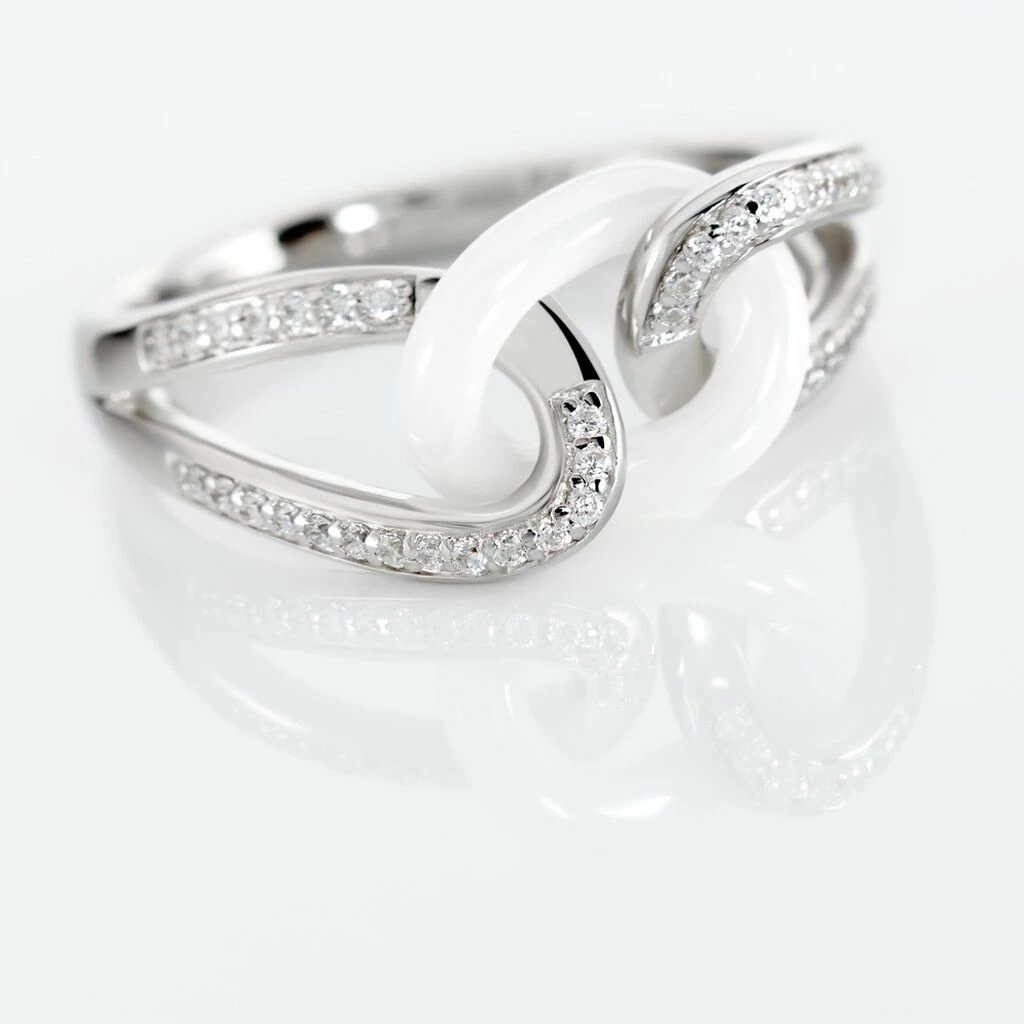 Histoire D'Or Bague Link Argent Blanc Céramique Et Oxyde De Zirconium 4 Histoire D'Or Bague Link Argent Blanc Céramique Et Oxyde De Zirconium – Image 4