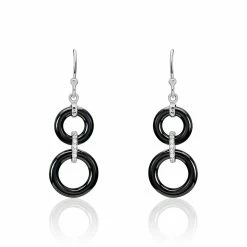 Histoire D'Or Boucles D'oreilles Pendantes Narcissa Argent Blanc Céramique Et Oxyde