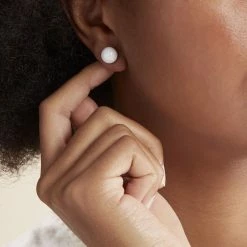 Histoire D'Or Boucles D'oreilles Puces Orbe Argent Blanc Céramique -Colliers Fantaisie Soldes MAOFBXW203 model0