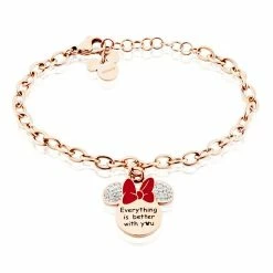 Bracelet Disney Acier Doré Rose Cristaux