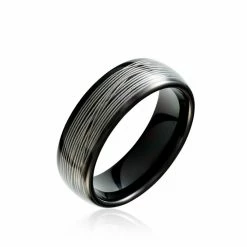 Bague Jourdan Homme Liorin Acier Bicolore Noir Et Blanc Tungstene